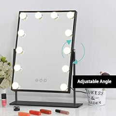 Črno ličilno ogledalo z osvetlitvijo in 10x povečavo