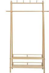 Kovinsko Stojalo za Oblačila s 4 Kljukami in 2 Policama za Čevlje