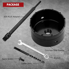 HSAWBIT 105 mm rezalna krona za beton z 220 mm SDS Plus nastavkom, iz karbidne zlitine za beton, zid in kamen