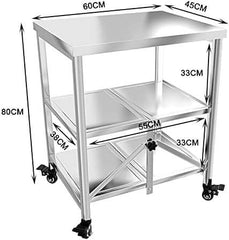 AMSXNOO 3-nivojski zložljiv servirni voziček na kolesih