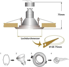 Komplet 10 vgradnih okvirjev za reflektorje GU10, črni 90mm