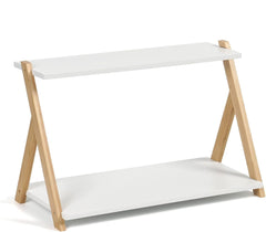 Dvostopenjsko belo leseno stojalo za kuhinjo, kopalnico ali pisarno