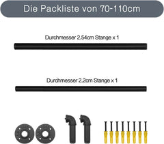 QLFYUU kovinska raztegljiva zavesna palica - 70–110 cm