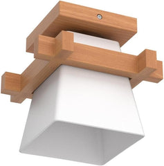 Japonska tatami lesena stropna svetilka E27, moderna steklo-lesena kombinacija