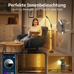 Stoječa LED svetilka RGBIC, 128 cm, z aplikacijo