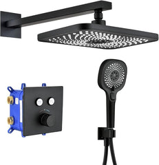 Črni vgradni termostatski tuš sistem 40°C