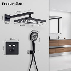 Črni vgradni termostatski tuš sistem 40°C