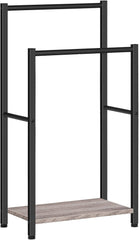 Stojalo za brisače z dvema palicama, industrijski stil, 42 × 24 × 80 cm