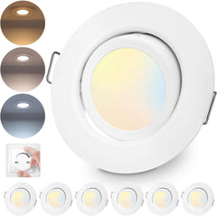 CLOSKH Zatemnljiv LED vgradni reflektor s tremi barvnimi temparaturami - komplet 6 kosov