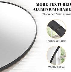 Okroglo Ogledalo s Črnim Okvirjem - 50 cm