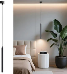 LED Viseča Svetilka – Črna Cilindrična Luč (50 cm)