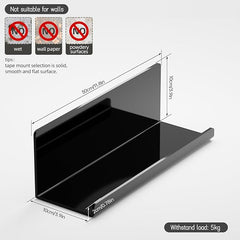 Akrilna črna stenska polica, 30 cm