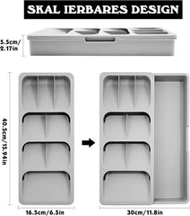 Raztegljiv plastični organizator z 9 predelki za kuhinjsko posodo