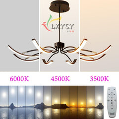 Črna LED stropna svetilka z 8 svetlobnimi glavami in daljinskim upravljalnikom