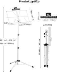 Zložljivo belo notno stojalo z nastavitvijo višine