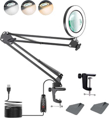 Povečevalna svetilka z nastavljivo roko in LED osvetlitvijo