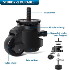 RRIUTO komplet 4 težko nosilnih vrtljivih koles z nastavljivo ragljo - do 1000 kg