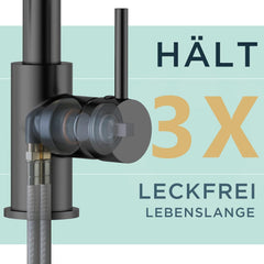 FORIOUS Kuhinjska Pipa, Visokotlačna, 360° Vrtljiva, Črna