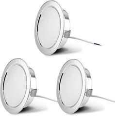 Set 3 vgradnih LED svetil za pohištvo - krom