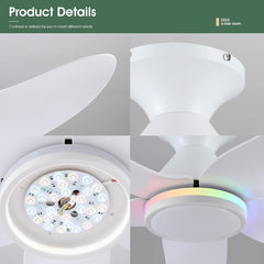 SURTIME Stropni ventilator z RGB osvetlitvijo in daljinskim upravljanjem