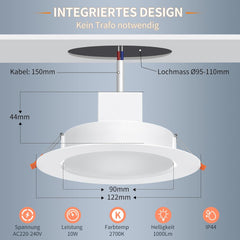 120mm Smart LED vgradna svetilka RGBW 10W, IP44, 4 kosi