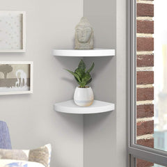 2-delni komplet belih kotnih visečih polic