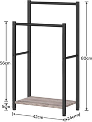 Stojalo za brisače z dvema palicama, industrijski stil, 42 × 24 × 80 cm