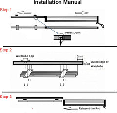 Teleskopska izvlečna obešalna palica črna - 447 mm