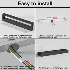 LED črna kopalniška svetilka za ogledalo 61 cm