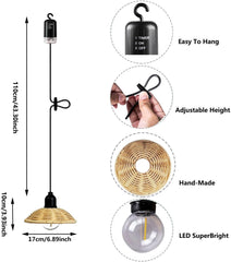 Viseča zunanja svetilka na baterije s senčnikom