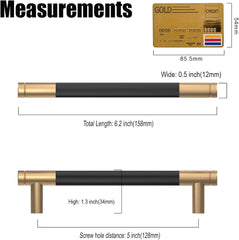 Komplet 10 črno-zlatih aluminijastih ročajev za pohištvo