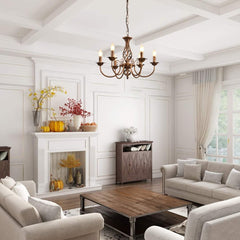 Bronast lestenec v podeželskem retro slogu s šestimi svetilkami