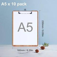 Lesena pisalna podlaga A5 s kovinsko sponko - 6 kosov