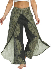 Ženske Boho Hlače z Razporkom in Širokimi Hlačnicami