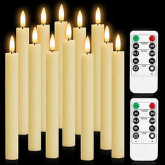 Komplet 12 belih LED sveč s plamenom in daljincem