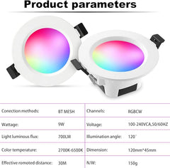 120mm Pametni komplet LED svetilka RGBWC, 9W, set 9 kosov+ panelna plošča