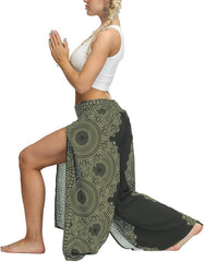 Ženske Boho Hlače z Razporkom in Širokimi Hlačnicami