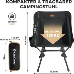 KINGCAMP ultralahki zložljivi ribiški stol z visokim naslonom