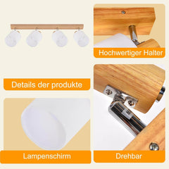 Stropni Lestenec z Lesenim Okvirjem za 4 žarnice