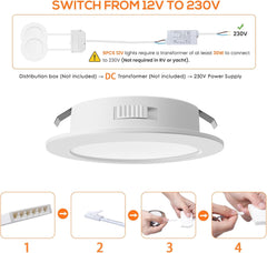 LED vgradna svetilka 12 V s tremi barvnimi temperaturami- 6 kosov