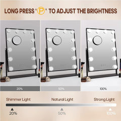 Črno ličilno ogledalo z osvetlitvijo in 10x povečavo