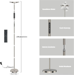 LED stoječa svetilka 30 W dimabilna nikelj