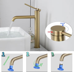 Visoka armatura za umivalnik brušeno zlato