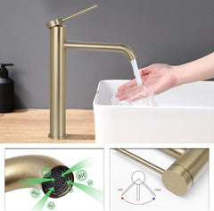 Visoka armatura za umivalnik brušeno zlato