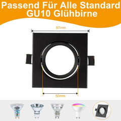 GU10 Črna kvadratna vgradni okvirji za svetila 87mm (10kos)