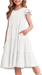 Dekliška Poletna Obleka z Volančastimi Rokavi