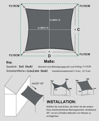 LOVE STORY vodoodporno senčno jadro z UV zaščito - 4 × 4 m