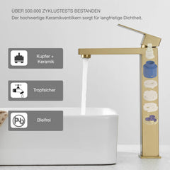 Visoka zlata kopalniška pipa 250 mm