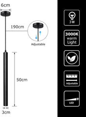 LED Viseča Svetilka – Črna Cilindrična Luč (50 cm)