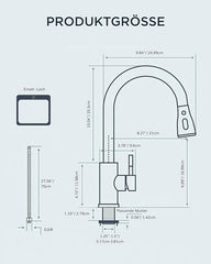 FORIOUS Kuhinjska Pipa z Raztegljivim Tušem, 360° Vrtljiva, Brušeno zlata